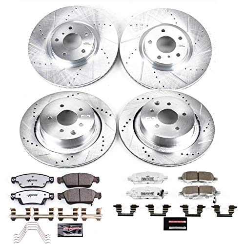 Power Stop K2862-26 Z26 Carbon Fiber Brake Pads Front and Rear with Drilled & Slotted Brake Rotors Kit For INFINITI G35 2007-2008, INFINITI G37 2008-2013 [Model Specific]