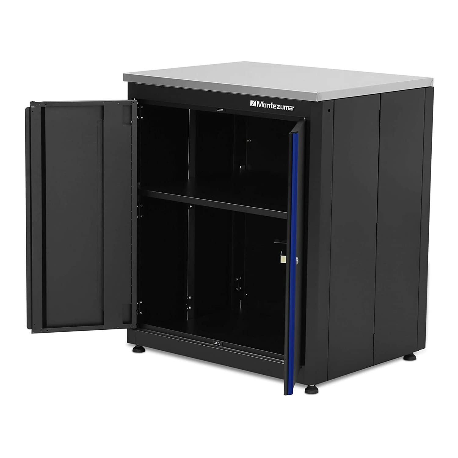 Garage Tool Storage System Montezuma - 30.5 x 24" Locking 2 Door Workbench with Magnetic Latches & Stainless Steel Worktop - BKMG30242BC