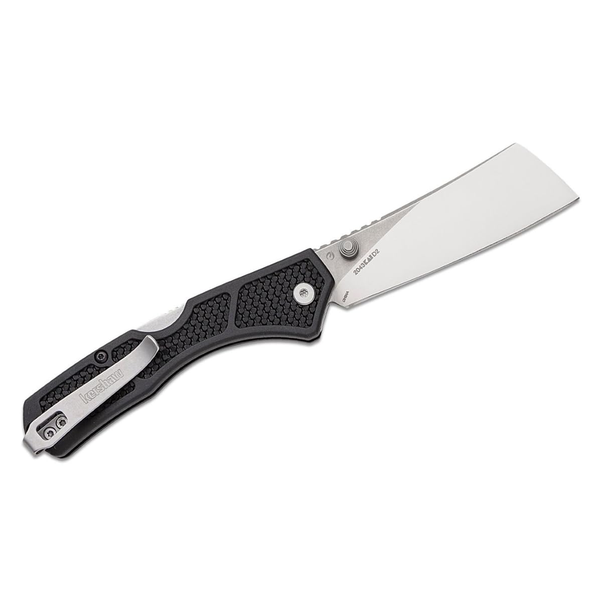 Kershaw Pocket Knife Hatch, Black and Gray Design, 3.15 Inch Steel Cleaver, EDC with Manual Opening, Reversible Deep Carry, Everyday Carry Pocket Knife for Men and Women