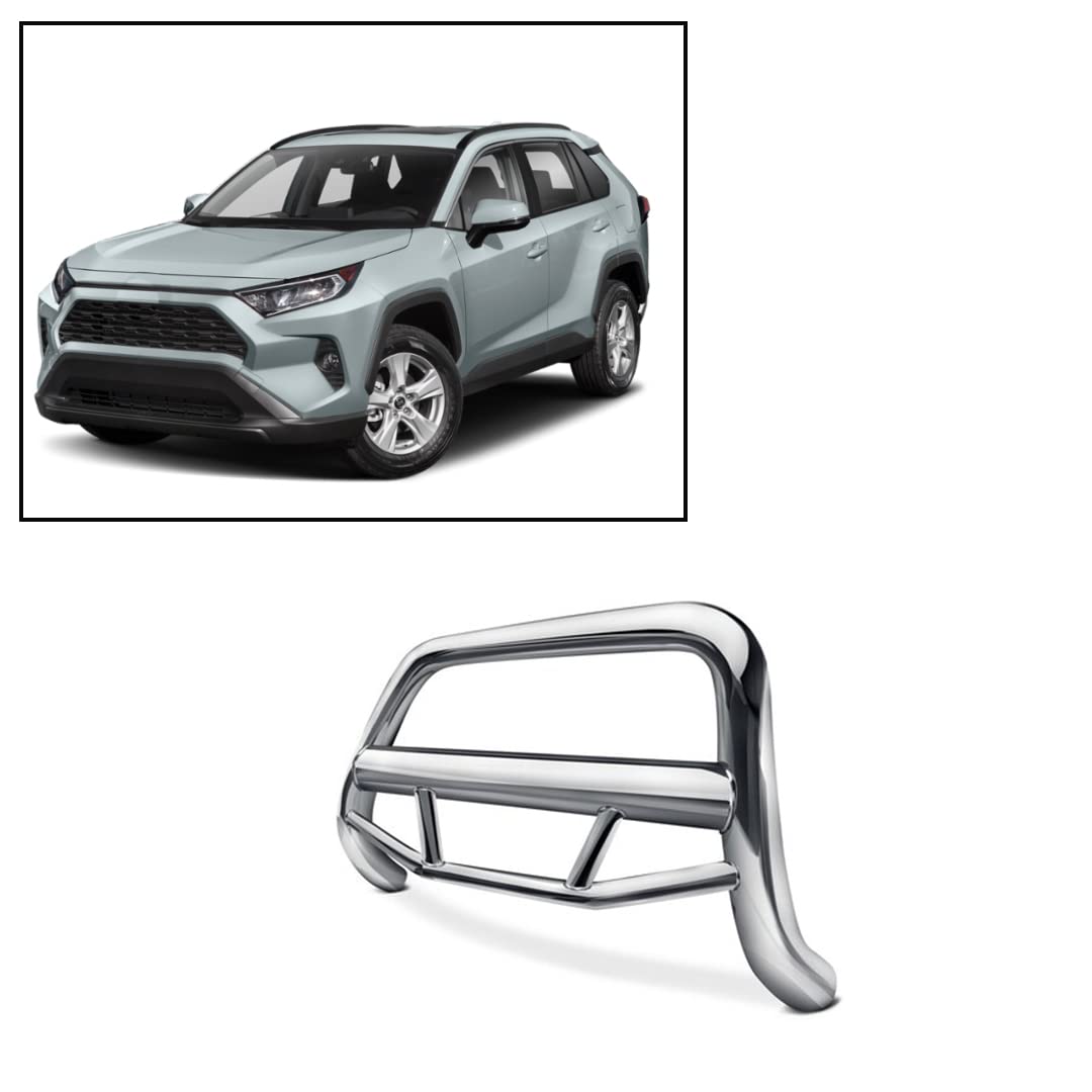 Max Bull Bar Black Horse No Skid Plate Stainless Steel Compatible with 2019-2024 Toyota RAV4|2021-2024 Toyota Venza-MBS-TOB4802