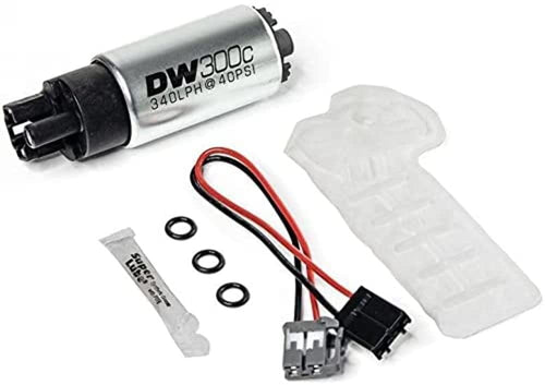340lph DeatschWerks Compact Fuel Pump with Out Clips w/ 9-1061 Install kit (9-307-1061)
