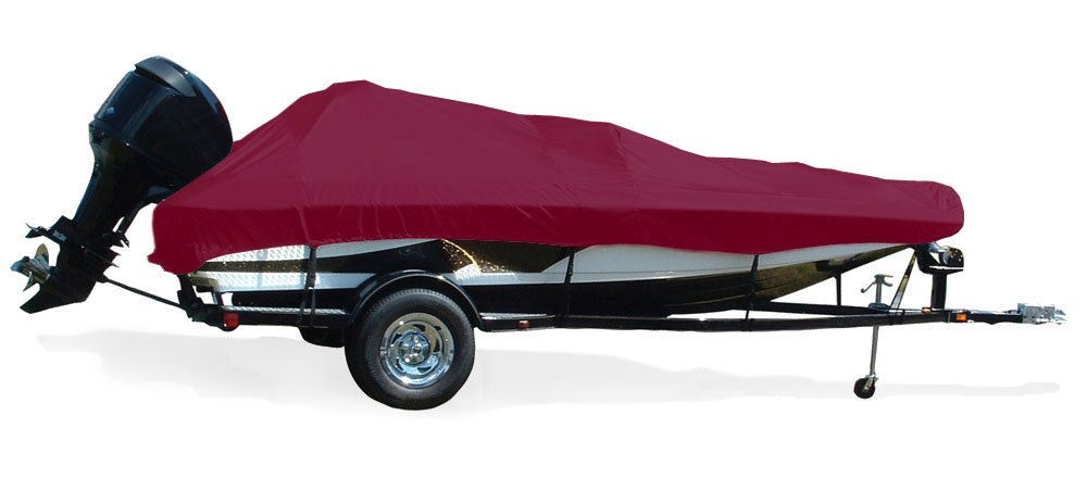 Semi-Custom Trailerite Boat Cover for Fish and Ski Boats with Outboard Motor - Includes Motor Hood, Cranberry (20'5" - 21'4" CL x 96" B)