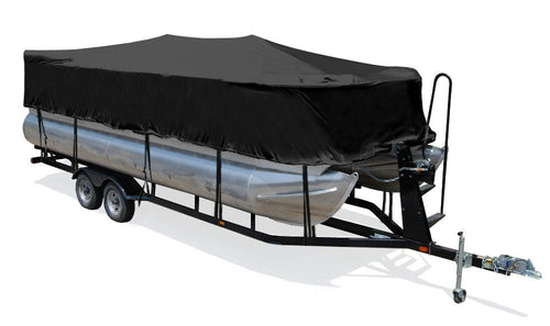 Taylor Made Products Semi-Custom Trailerite Boat Cover for Pontoon Boats with Outboard Motor, Black (21'1" - 22'0" CL x 96" B)
