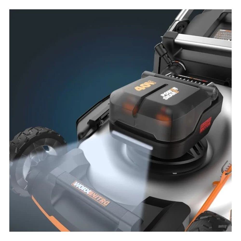 21" Worx Cordless Lawn Mower, 3 in 1 Electric Mower with Brushless Motor, Self-Propelled Lawn Mower with 7-Position Height Adjustment, 2 × 5.0 Ah Batteries & Charger Included, WG753