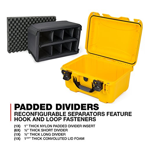 Medium Nanuk 918 Waterproof Hard Case with Padded Dividers 16.9" x 12.9" x 9.3" - Yellow (918-2004)