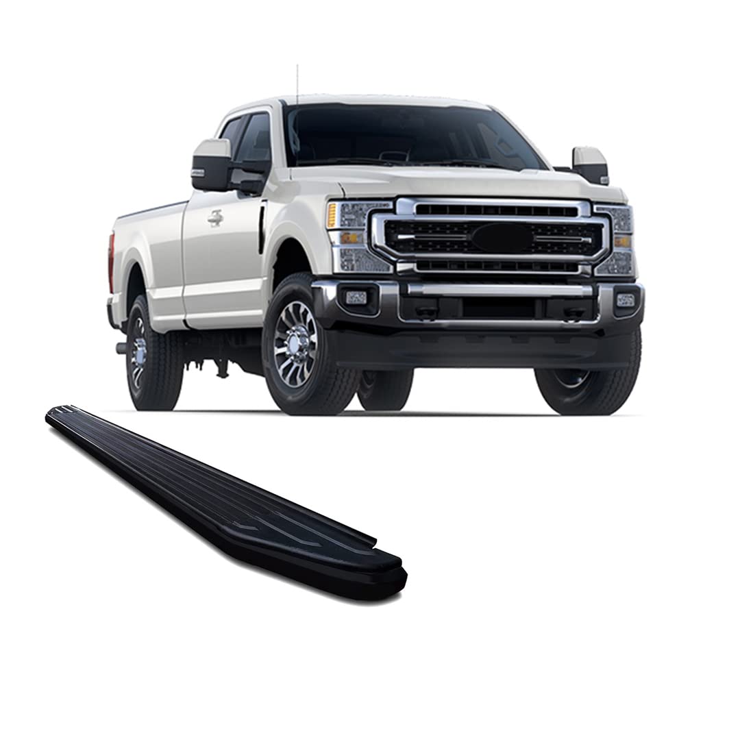 Peerless Black Horse Running Boards Compatible with 2017-2023 Ford F-250/F-350/F-450/F-550 Super Duty|2015-2023 Ford F-150-PR-F279BK