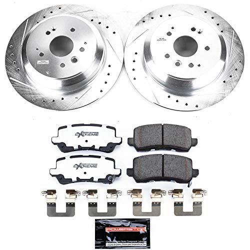 Power Stop K7901-26 Z26 Carbon Fiber Brake Pads Rear with Drilled & Slotted Brake Rotors Kit For Acura MDX 2017-2020 [Model Specific]