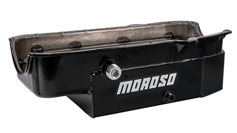 Steel Moroso Circle Track Oil Pan, Fits Pre-80 Small Block Chevy, Limited Sprints, 6.5" Depth