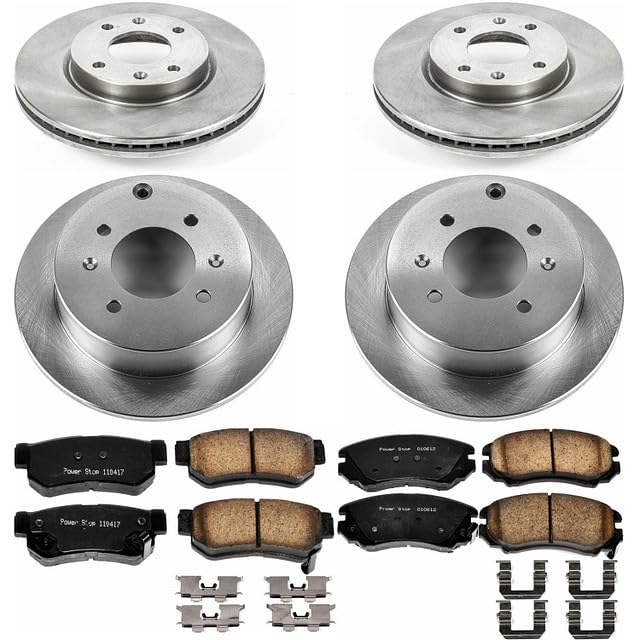 POWERSTOP Autospecialty KOE4445 Front and Rear Replacement Brake Kit-OE Brake Rotors & Ceramic Brake Pads For Hyundai Sonata 2003-2005, Kia Optima 2002-2006 [Model Specific]