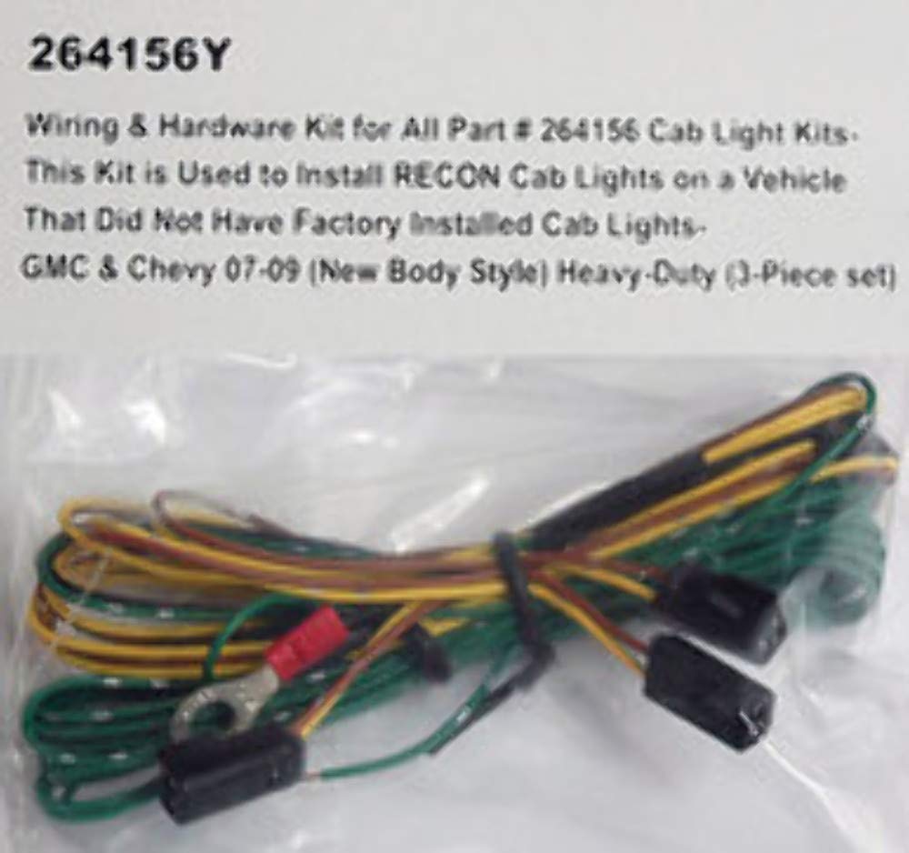 Cab Light Wiring & Hardware Kit RECON Part # 264156Y for 2007-2014 Sierra & Silverado 2500/3500 (Install Cab Lights on a Vehicle That Did Not Have Factory Installed Cab Lights)