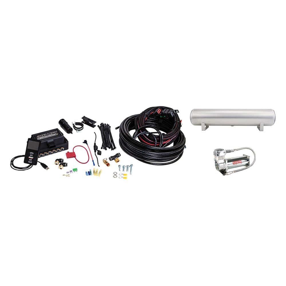 3P System Air Lift 27682 (1/4" Air Line, 4 Gallon 5-Port Lightweight Aluminum Tank, VIAIR 444C Compressor)