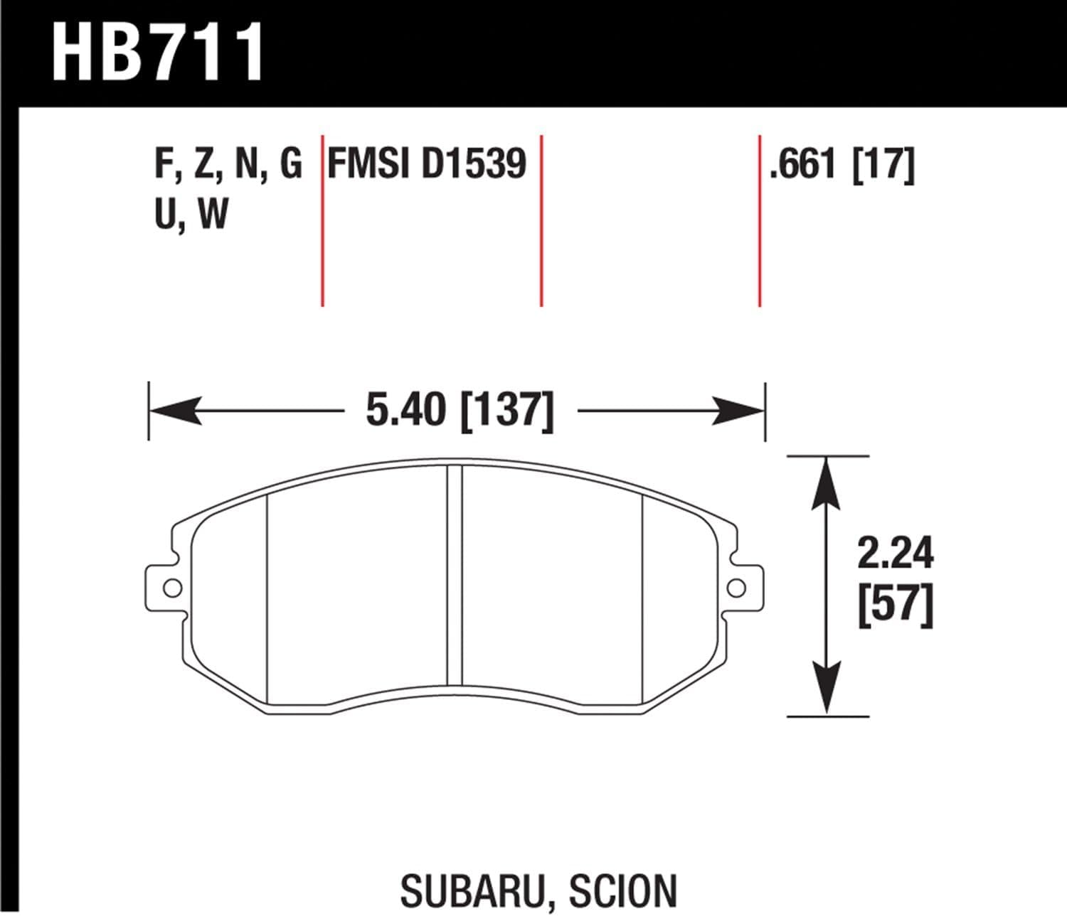 Hawk Performance DTC-60 HB711G.661 Motorsport Brake Pads