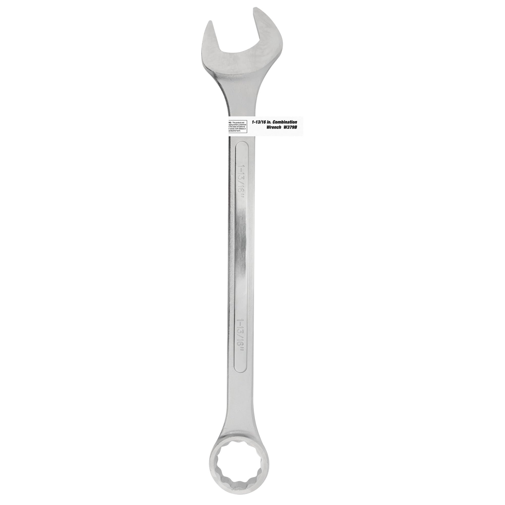 W379B Performance Tool 1-13/16 inch Jumbo Combination Wrench, Drop-Forged Chrome Alloy Steel, Satin Chrome Finish, Rounded Box End