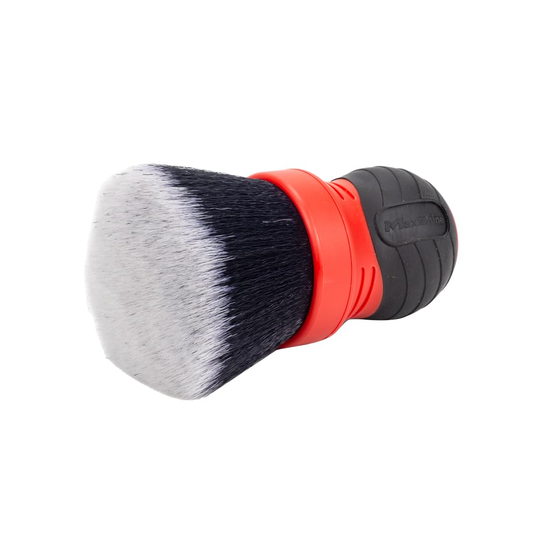 Maxshine Ultra-Soft Red & Gray Combo Large Bristle Brush with Storage Rack | Curved Grip Interior Detailing Brush for Dashboard, Displays & Air Vents | Premium Car Cleaning Accessory