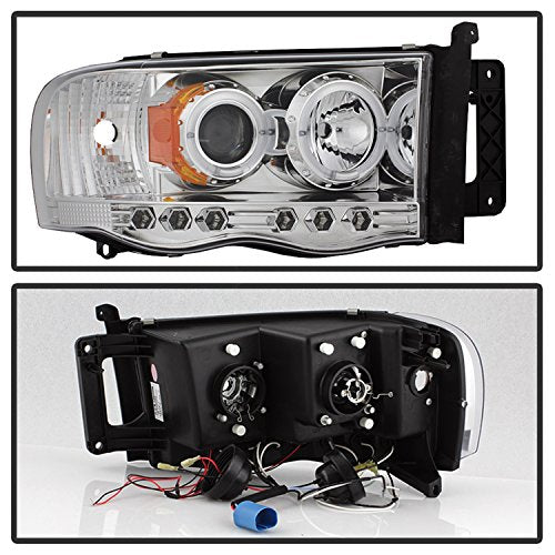 Dodge Ram 1500/2500/3500 Chrome Halogen LED Projector Headlight Spyder Auto PRO-YD-DR02-HL-C