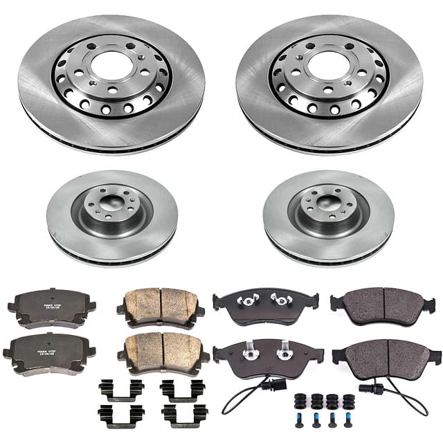Brake Kit PowerStop For A8 Quattro 2003-2010, Phaeton 2004-2006 [Model Specific] - Autospecialty Front and Rear OE Disc Rotors & Ceramic Brake Pads Replacement, KOE4008