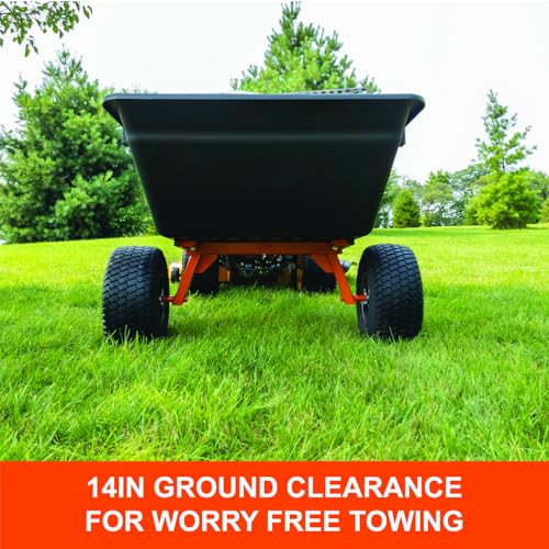Tow Behind Agri-Fab 45-0579 1,000 lb Poly Dump Cart, 17 CU. FT.; Lawn & Garden Trailer for Riding Lawn Mowers, 18" x 8.5" All-Terrain Pneumatics Tires, Easy to Use Dumping Mechanism
