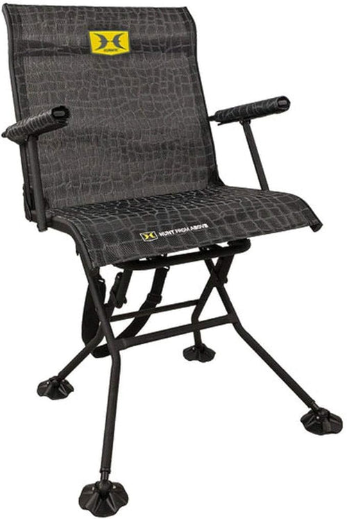 Hawk Stealth Spin Chair - Comfortable, Silent, Swiveling, Portable Chair for Camping, Hunting, Fishing, Backpacking, and More (Bone Collector Edition), Black