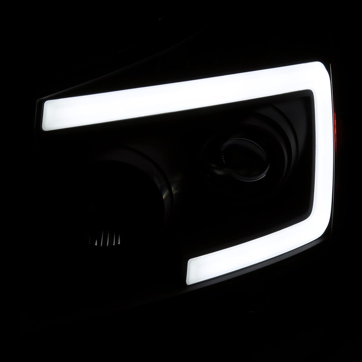 Black SPEC-D TUNING Projector Headlights w/Sequential LED Turn Signal Compatible with 2004-2015 Nissan Titan, 2004-2007 Nissan Armada, Left + Right Pair Headlamps Assembly