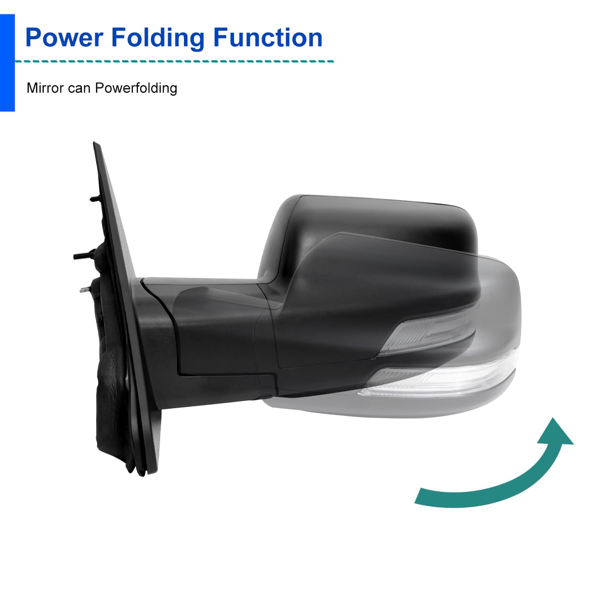 Spec-D Tuning Left Driver Side Mirror Black Power Fold Heated + LED Signal + Blind Spot Monitor Compatible with 2019-2024 Ram 1500, Left + Right Pair