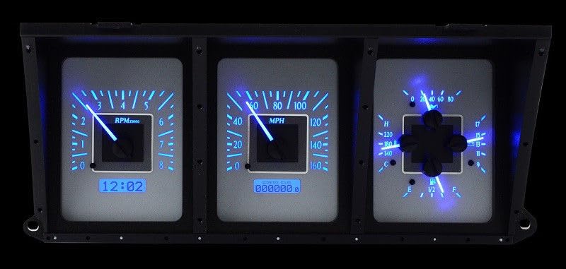 Dakota Digital VHX-73F-PU-S-B Analog Dash Gauge System Compatible with 1973-79 Ford Pickup Truck Silver Alloy Blue Backlighting