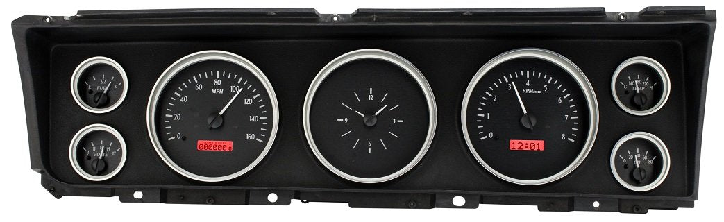 Dakota Digital VHX-67C-IMP-K-R 67 Chevy Impala Analog Dash Gauges Black Alloy Red