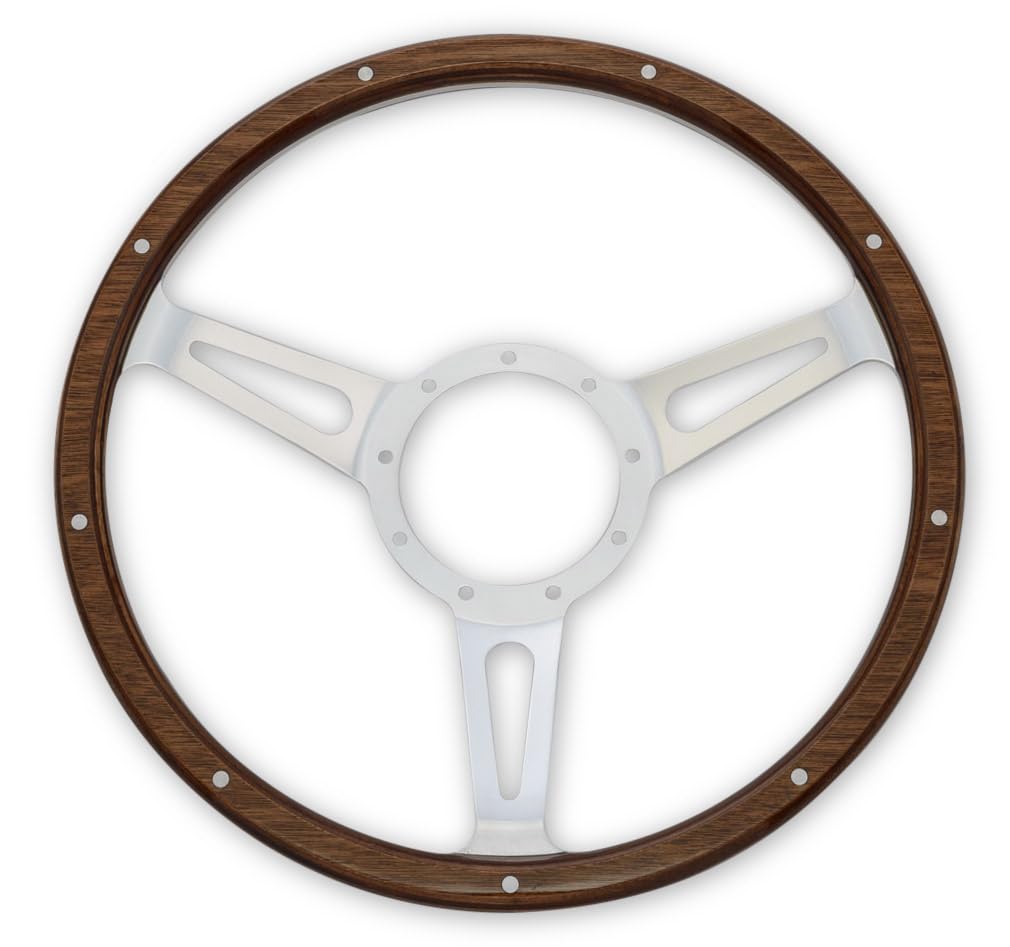 Cobra Style Scott Drake Wood & Aluminum 14" 9 Hole Steering Wheel S1MS-3600-WG-14