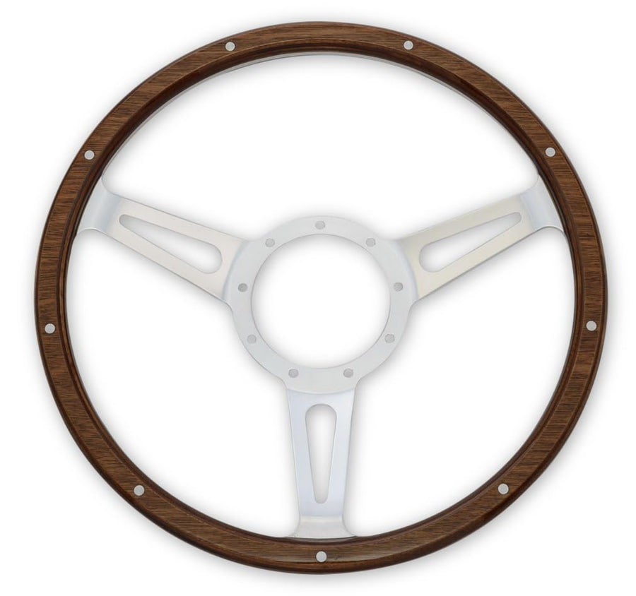 Cobra Style Scott Drake Wood & Aluminum 14" 9 Hole Steering Wheel S1MS-3600-WG-14