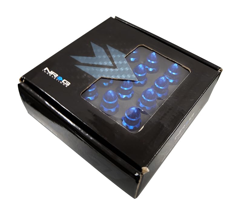 NRG Innovations M12 x 1.5 Steel Lug Nut Set NRG-LN-LS500BL-21 Bullet Shape, Anodized Finish 21 Pc Blue with Lock Key