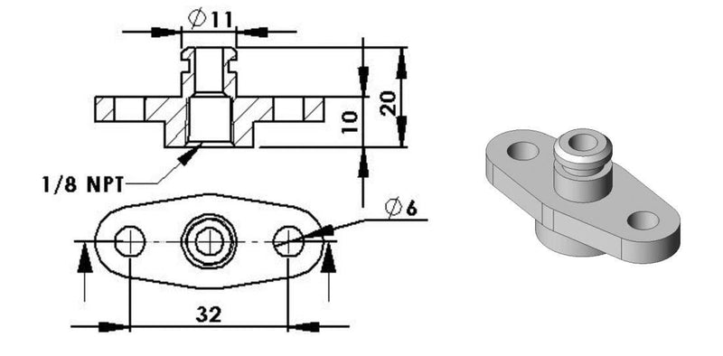 Fuel Rail Adapter Turbosmart TS-0402-1001 for Subaru/Nissan/Mazda