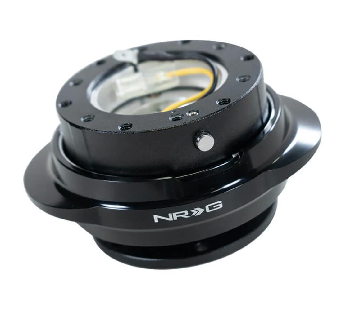 NRG Innovations GEN 2.2 NRG-SRK-220BK Steering Wheel Quick Release Adapter, 6-Hole & 6x70 and 6x74mm Bolt Patterns Black Body/Shinny Black Oval Ring