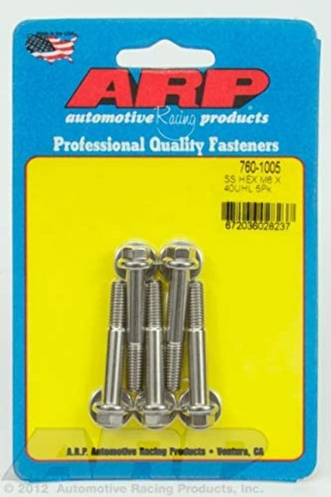 M6 x 1.00 x 40 ARP SS Hex Bolts (5/pkg)