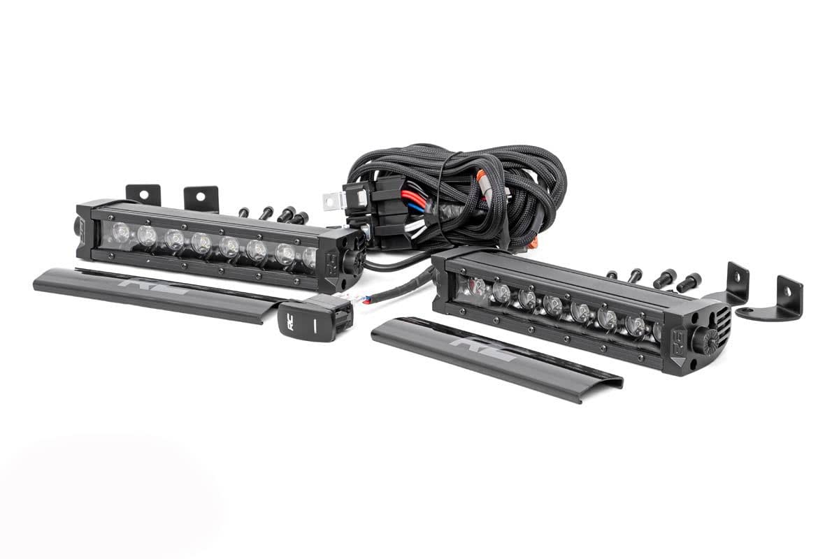 Black Series Rough Country 8" Single Row LED Light Bar | White DRL - 70728BLDRL