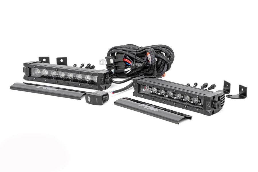 Black Series Rough Country 8" Single Row LED Light Bar | White DRL - 70728BLDRL
