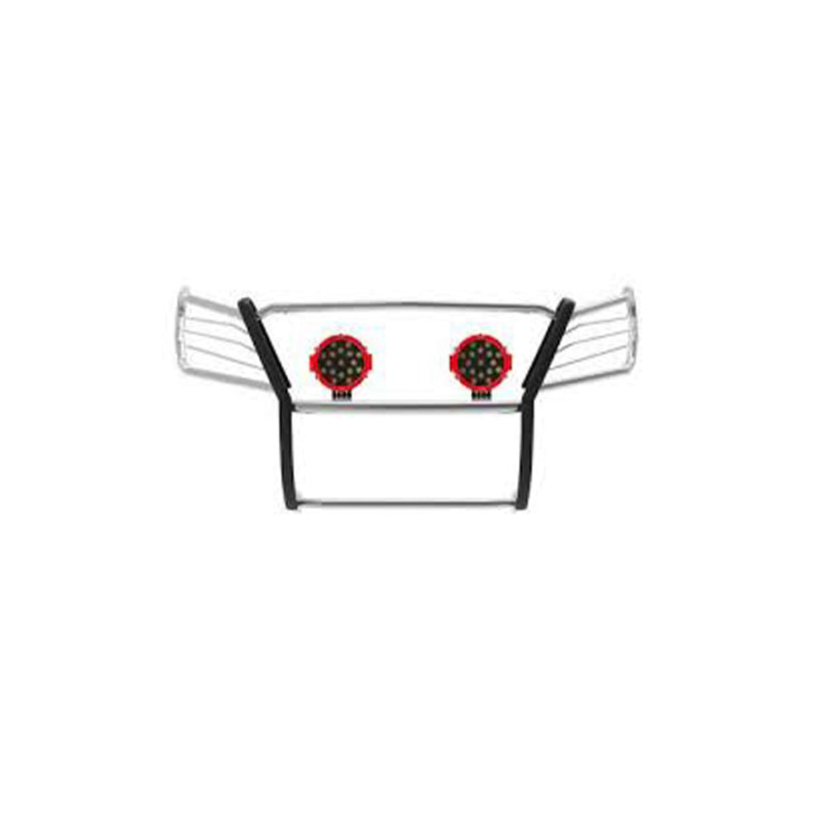 Bumper Guard Modular Black Horse Grille brush Stainless Steel Come With pair of 7.0"Dia.LED Lights with Red Trim Rings Compatible with 2016-2022 Honda Pilot-17H151402MSS-PLR