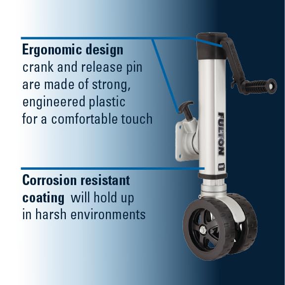 F2 Fulton Marine Trailer Jack, 1,600 lbs. Lift Capacity, Sidewind, Bolt-On Side Mount, 10 Inch Travel