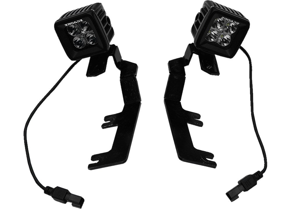ZROADZ LED Kit Ditch Hood Hinge - Compatible w/ 2016-2022 Toyota Tacoma - Incl. (2) 3 Inch LED Pod Lights - Mild Steel Gloss Black Finish - Bolt-On Easy Installation - PN #Z369401-KIT2