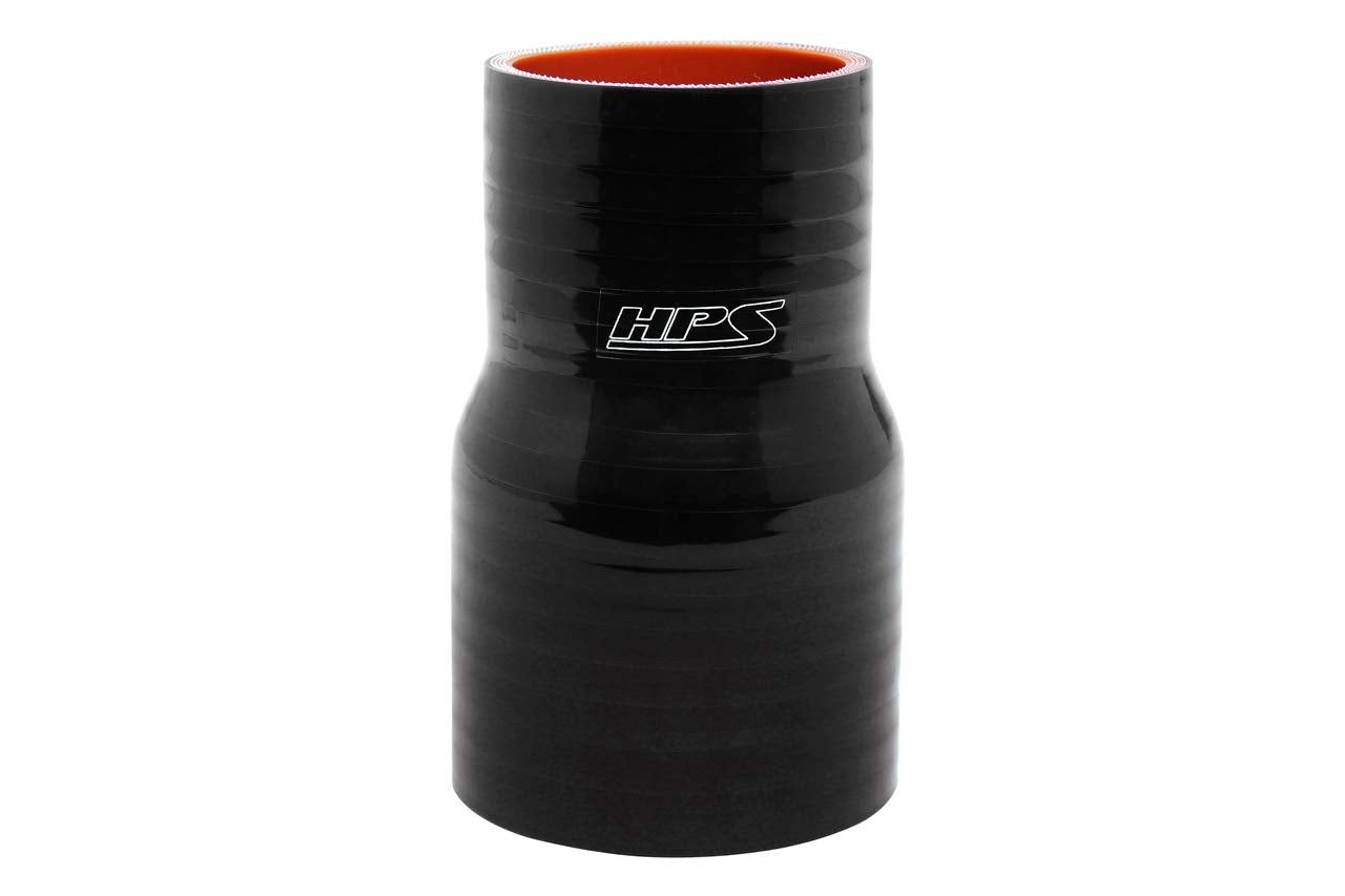 High Temp HPS HTSR-225-268-L4-BLK 4-ply Reinforced Silicone Reducer Coupler Hose, 60 psi Maximum Pressure, 2-1/4" - 2-11/16" ID, 4" Length, Black