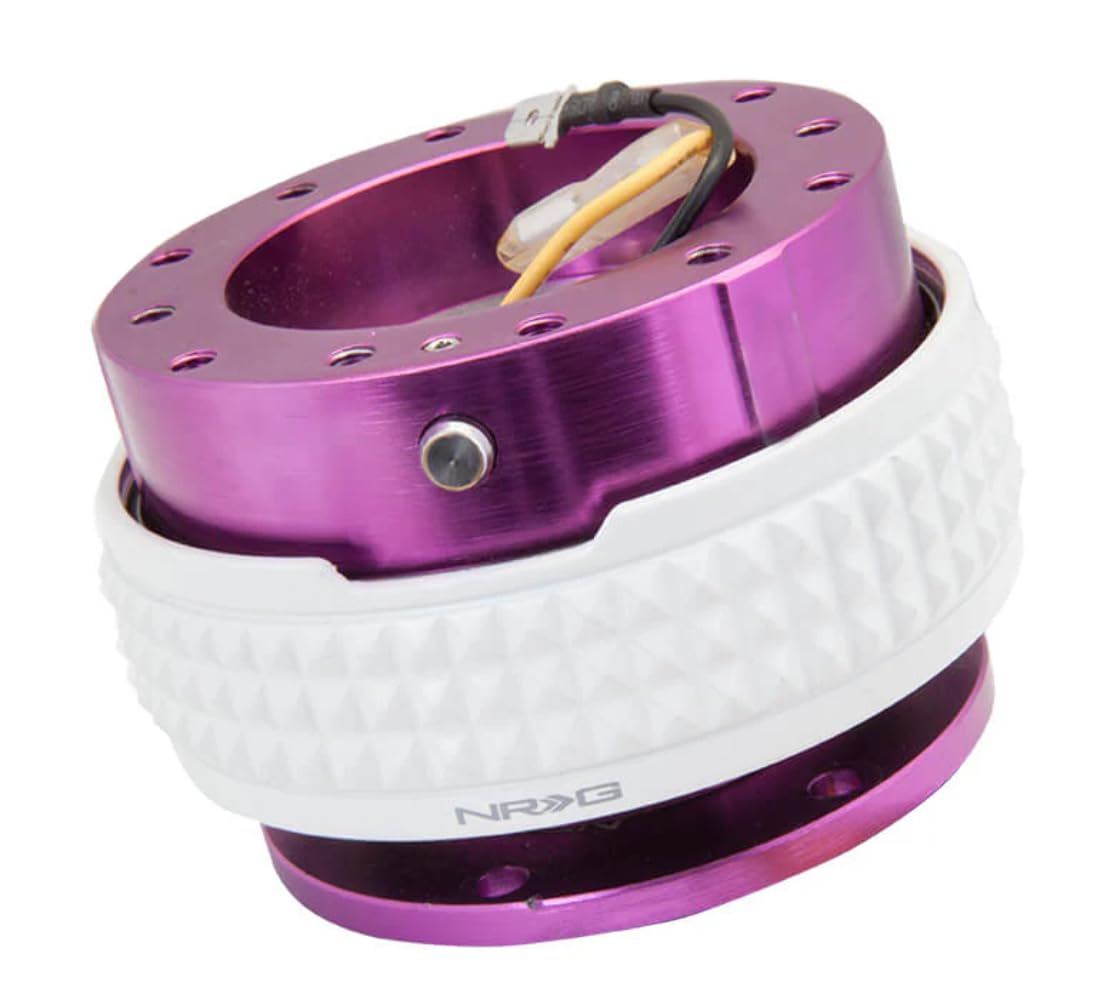 NRG Innovations Gen 2.1 NRG-SRK-210PP-GL Race Steering Wheel Quick Release Kit Adapter Purple Body/Glow in the Dark Pyramid Ring, 6x70 and 6x74mm Bolt Patterns