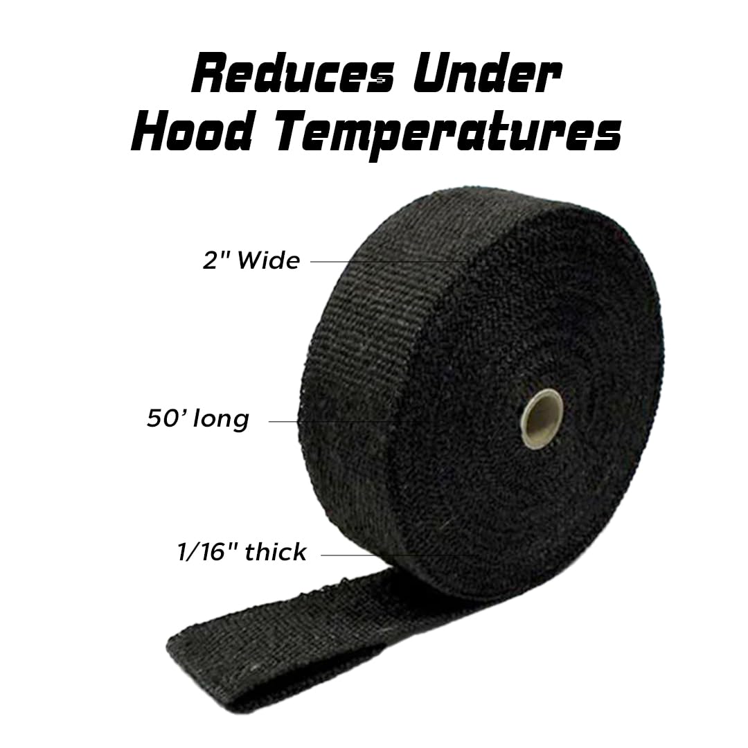 Header Wrap Prosport HEA-BLK DISCONTINUED- Black Fiberglass 50' roll w/5 s