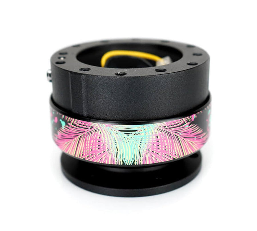 NRG Innovations Steering Wheel Gen 2.0 Quick Release Adapter 6-HOLE with Mounting Bolts, Quick Release - Black Body/Black ring with Shreddy Collab Version 2, NRG-SRK-200BK-SDY2