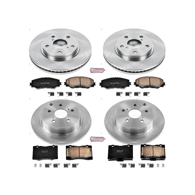 Power Stop Autospecialty KOE6763 Front and Rear Replacement Brake Kit-OE Brake Rotors & Ceramic Brake Pads For Toyota Prius V 2012-2017 [Model Specific]
