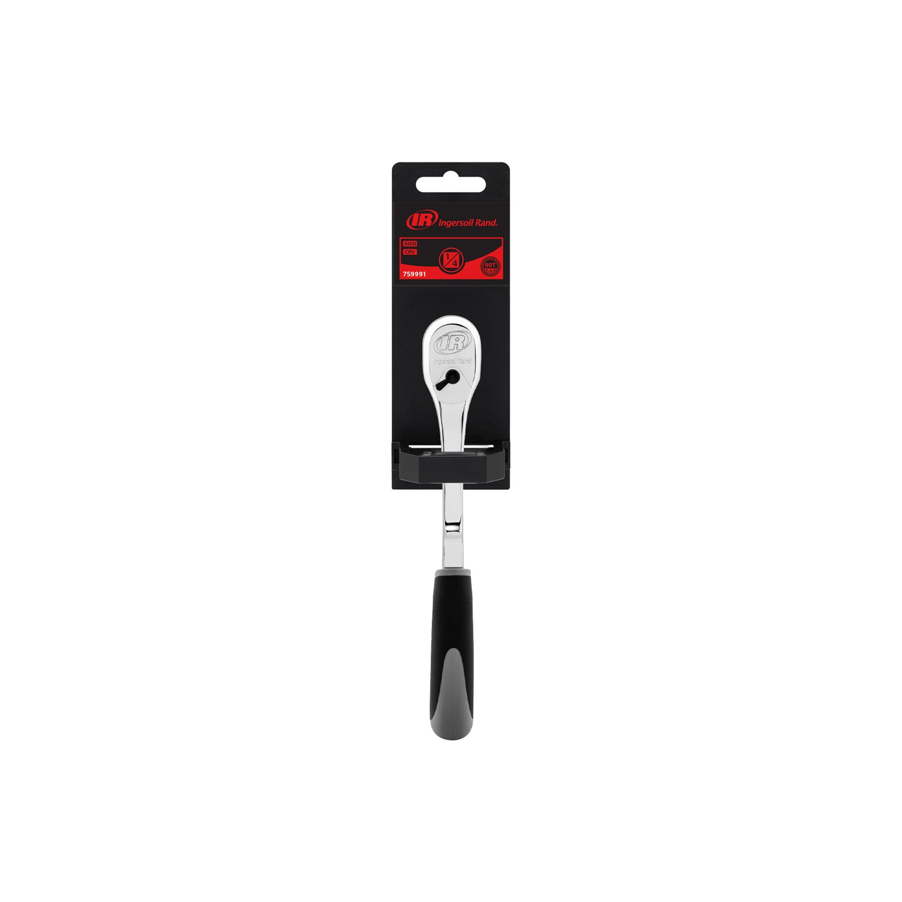 1/4-Inch Drive Ingersoll Rand 90-Tooth Ratchet with Comfort Grip Handle, Chrome Vanadium Steel, Mirror-Polish Finish, Sealed Head for Durability - 759991