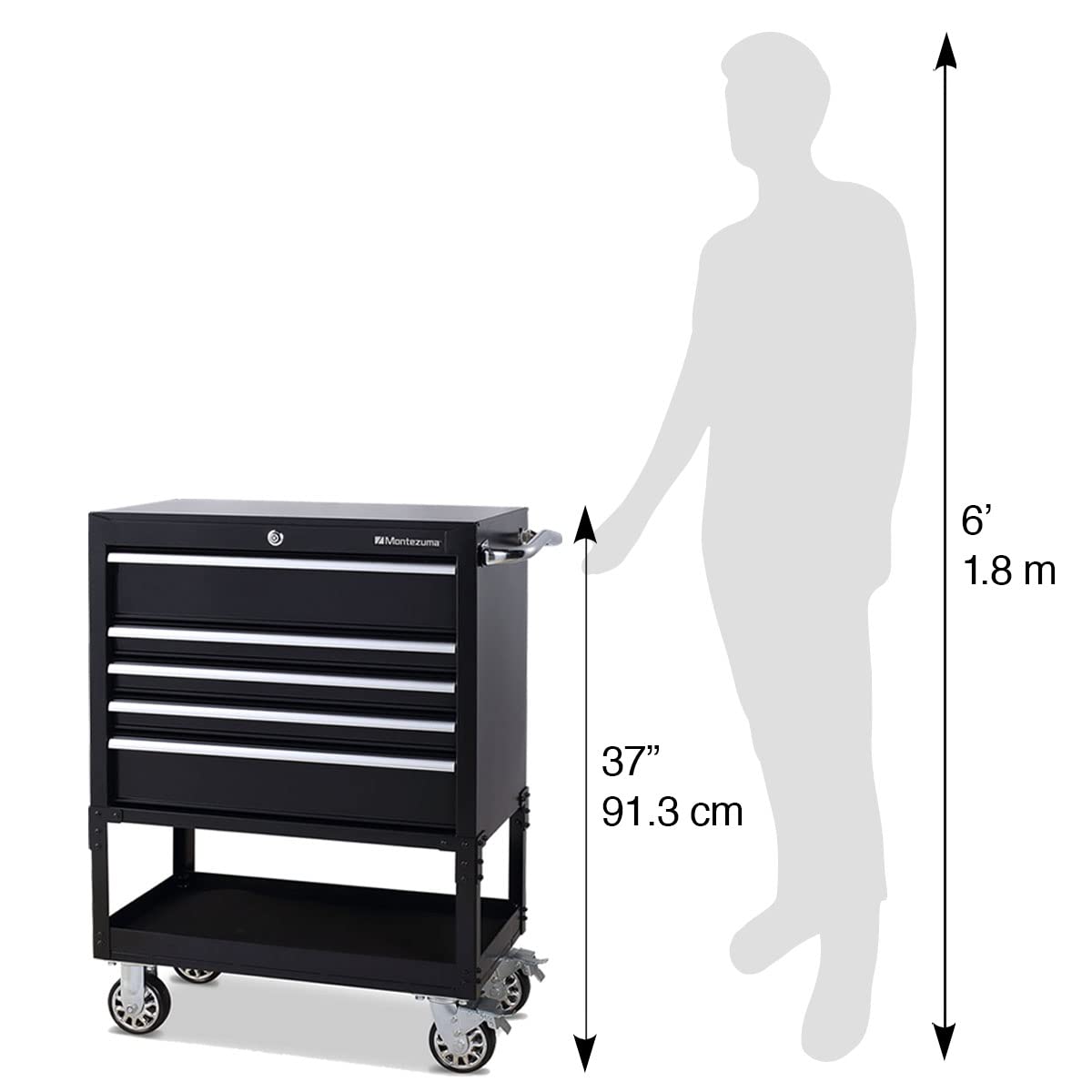 30" Montezuma 5-Drawer Rolling Tool Organizer Metal Storage Utility Cart