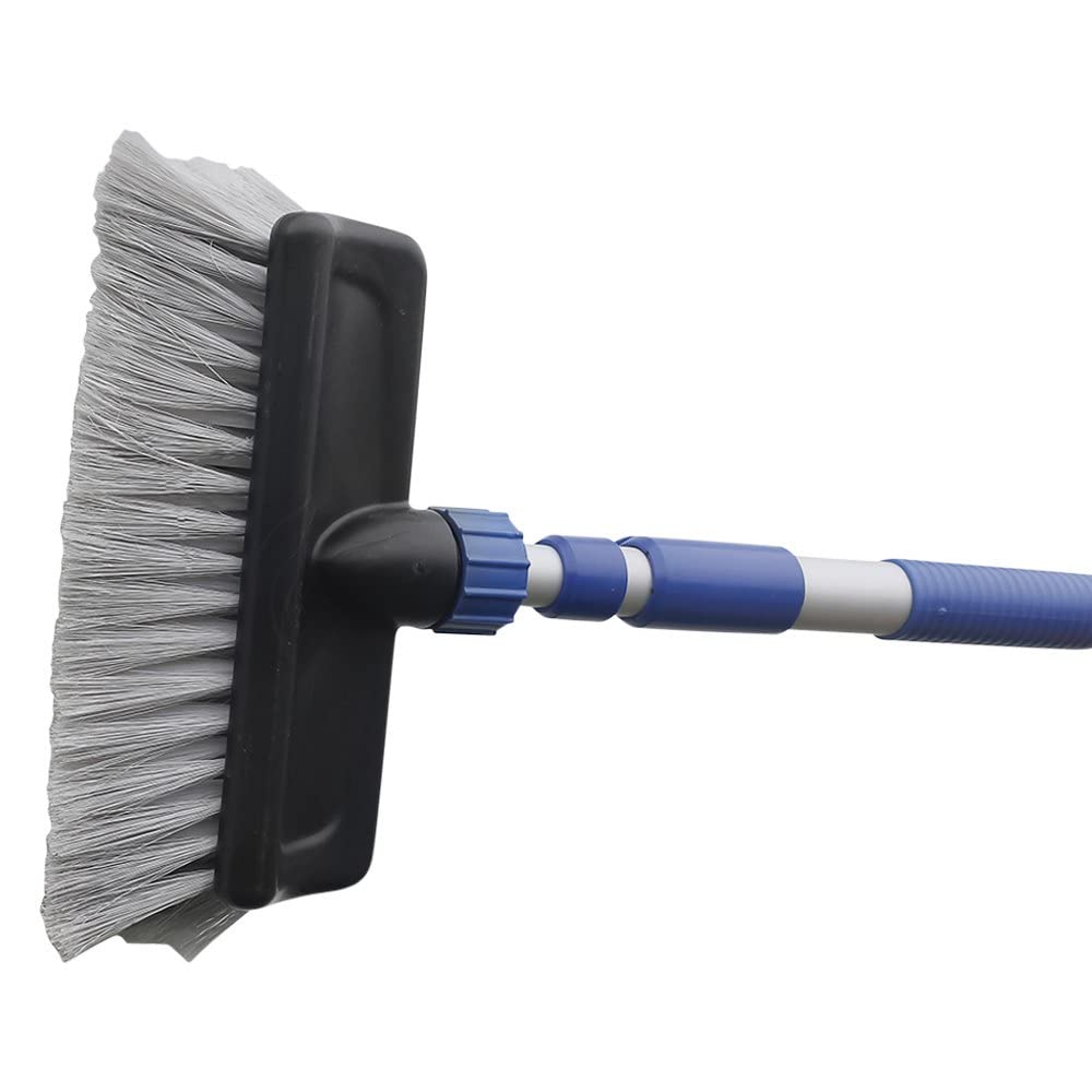 Camco Wash Brush Flow-Through with Push Button Telescoping Handle - Connect to Standard Water Hose to Clean Your Vehicle | Great for RV, Truck Boat and Car Washing - (41960)