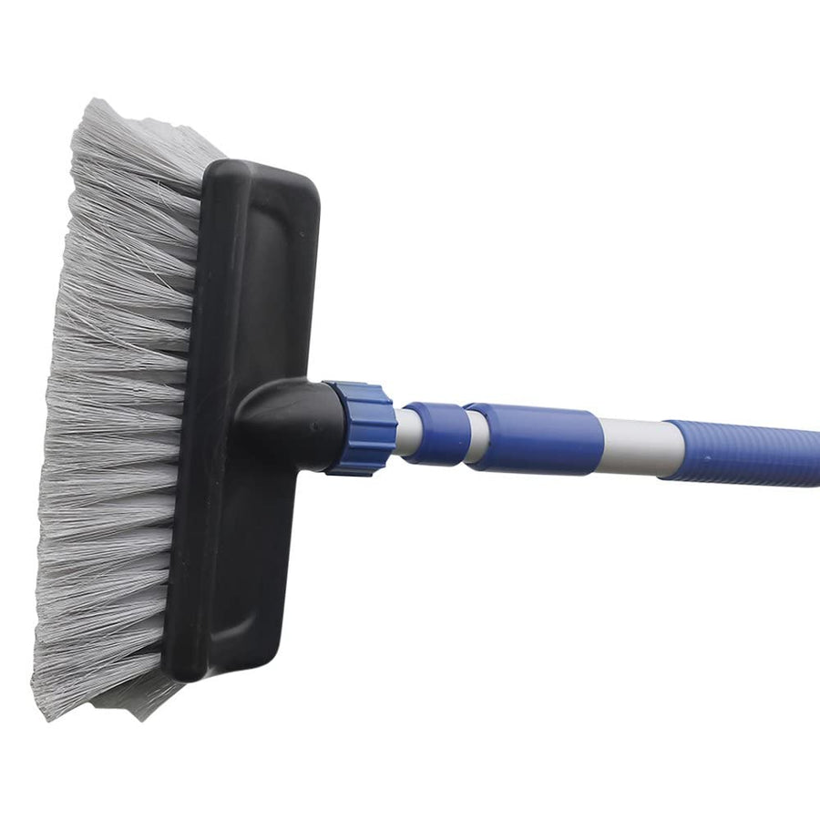 Camco Wash Brush Flow-Through with Push Button Telescoping Handle - Connect to Standard Water Hose to Clean Your Vehicle | Great for RV, Truck Boat and Car Washing - (41960)