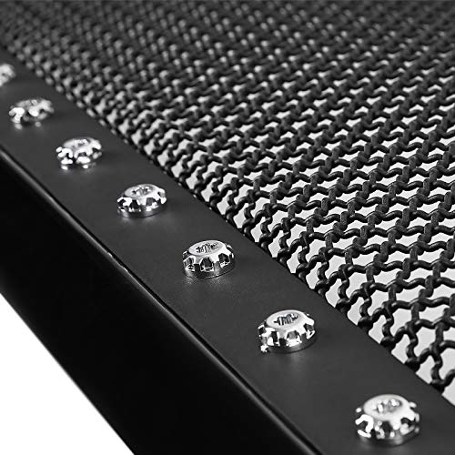 Black ABS & Stainless Steel Wire Mesh Rivet Bumper Grille Insert Spec-D Tuning Compatible with Ford F150 2004-2008, Lincoln Mark LT 2006-2008
