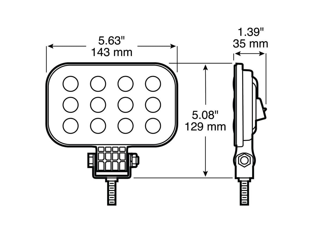 Led Work Light Peterson M906-MV-AMP, Rectangular, Pedestal-Mount W/Amp Housing, 3" X 5"