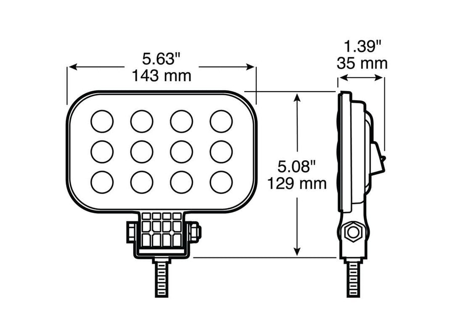 Led Work Light Peterson M906-MV-AMP, Rectangular, Pedestal-Mount W/Amp Housing, 3" X 5"