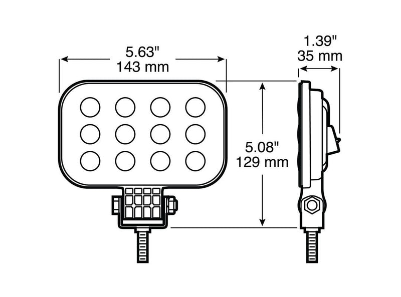 Led Work Light Peterson M906-MV-AMP, Rectangular, Pedestal-Mount W/Amp Housing, 3" X 5"